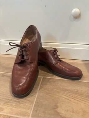 Enzo Angiolini Brown Leather Women’s Oxford Lace up Loafer Shoes Brazil Classic